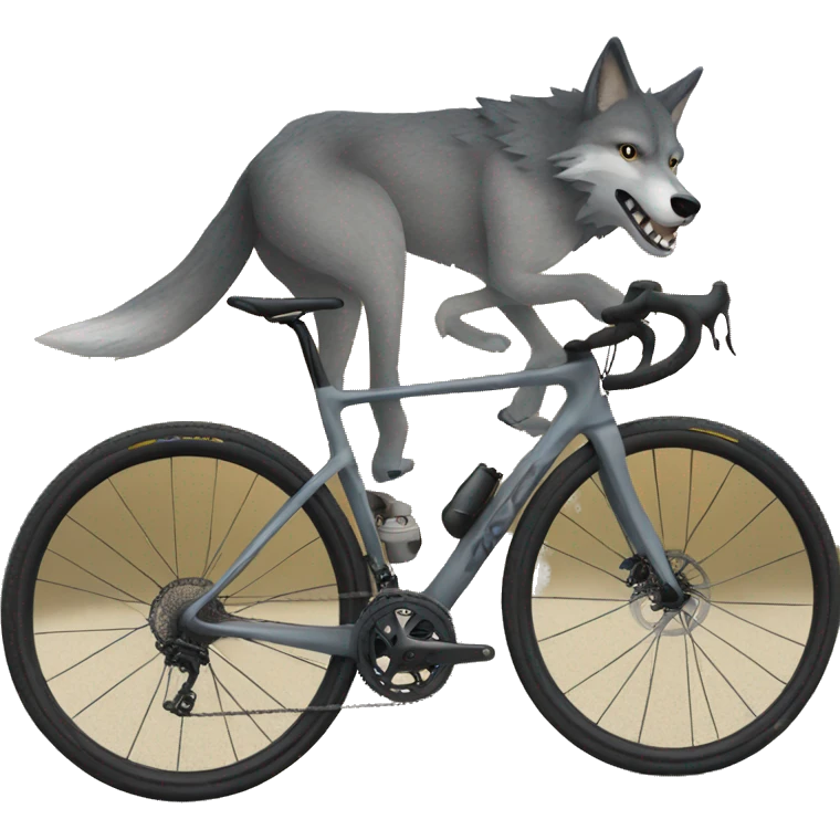 Wolf on a gravel bike emoji