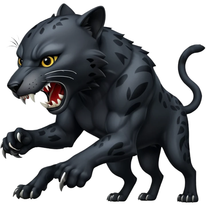 A black panther killing a wolf emoji