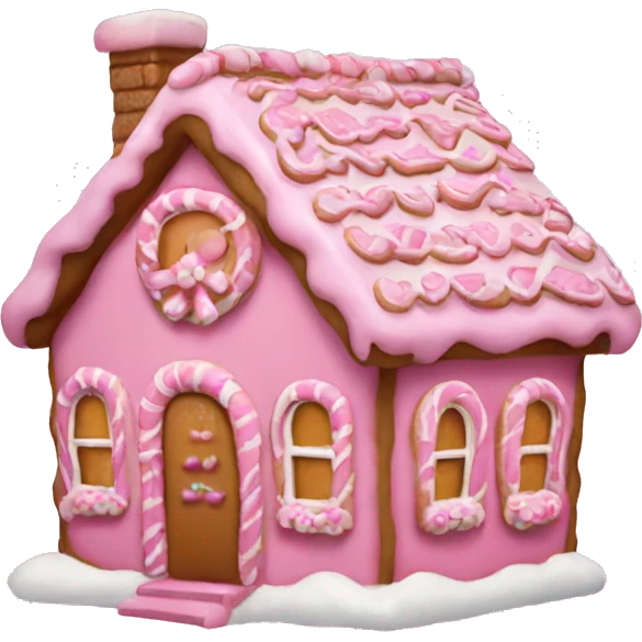 A pink gingerbread house  emoji