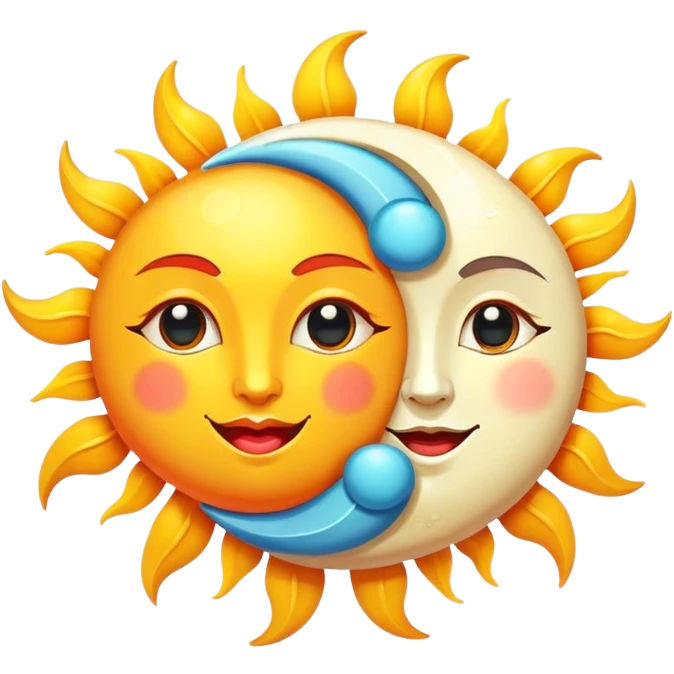 Whimsical sun and moon emoji