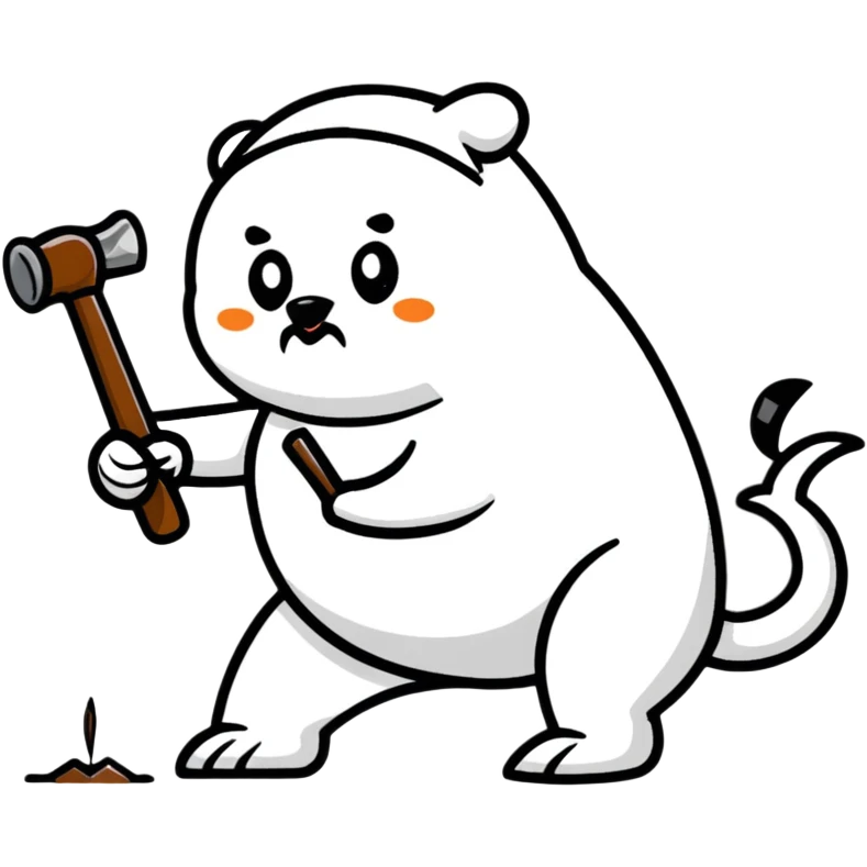 person whacking a mole with a hammer emoji
