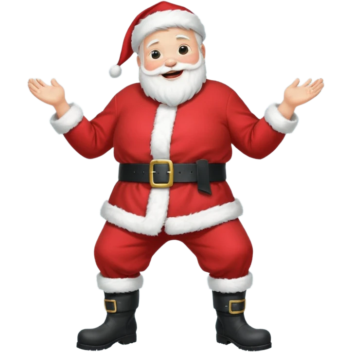 A round-bellied Santa cosplay guy with oversized boots, laughing warmly emoji