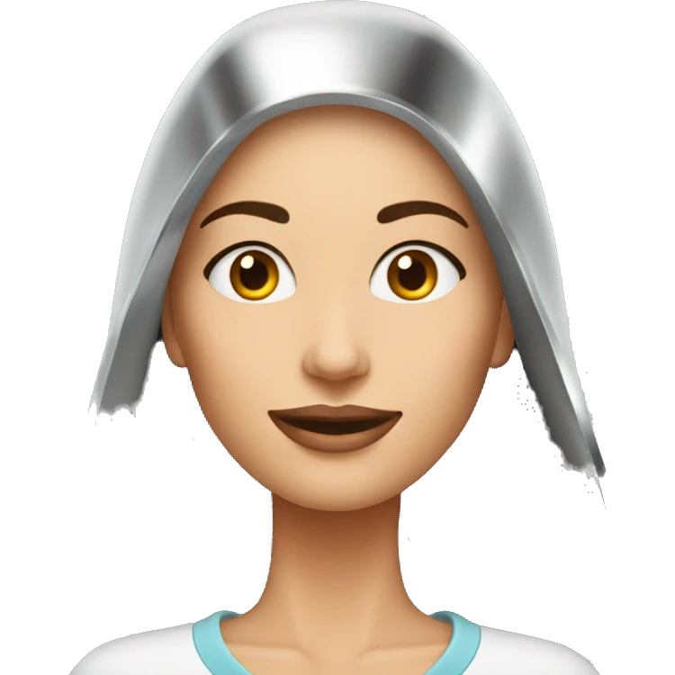 Beauty woman cooking in a stainless steel 10 inches skillet emoji