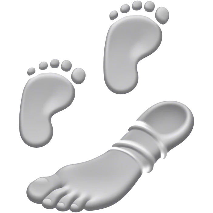 **Baby footsteps lead ahead of larger ones**, as if guiding the adult forward.  emoji
