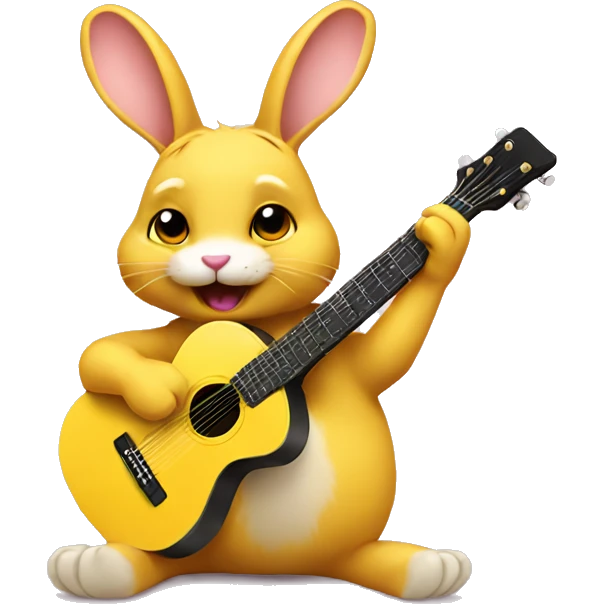 Cute rabbit playing yellow guitar emoji