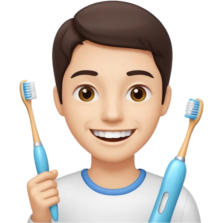 toothbrush next to a bright smile emoji