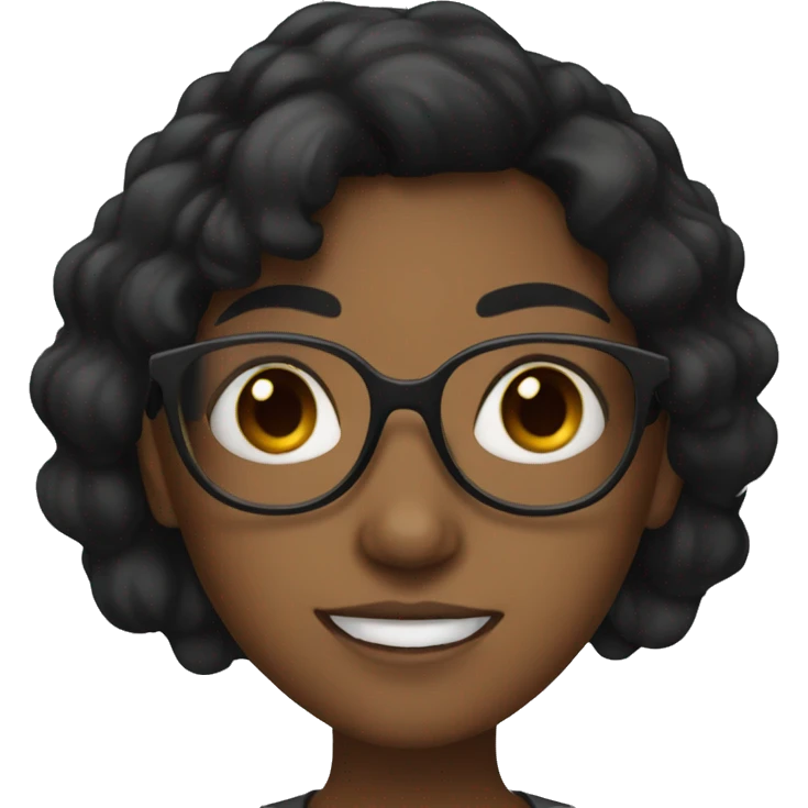 brown girl with black hair and glasses emoji