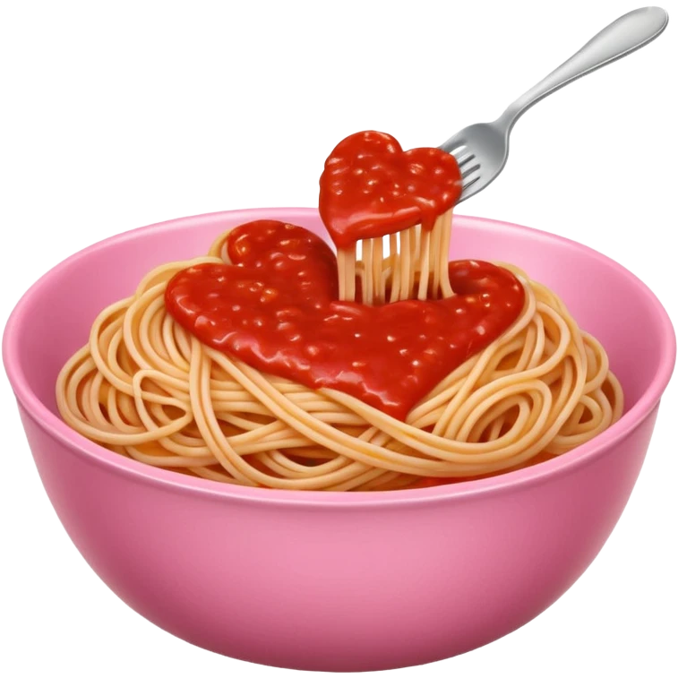 Spaghetti in heartshaped pink bowl emoji