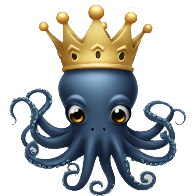 Black happy Octopus with crown emoji