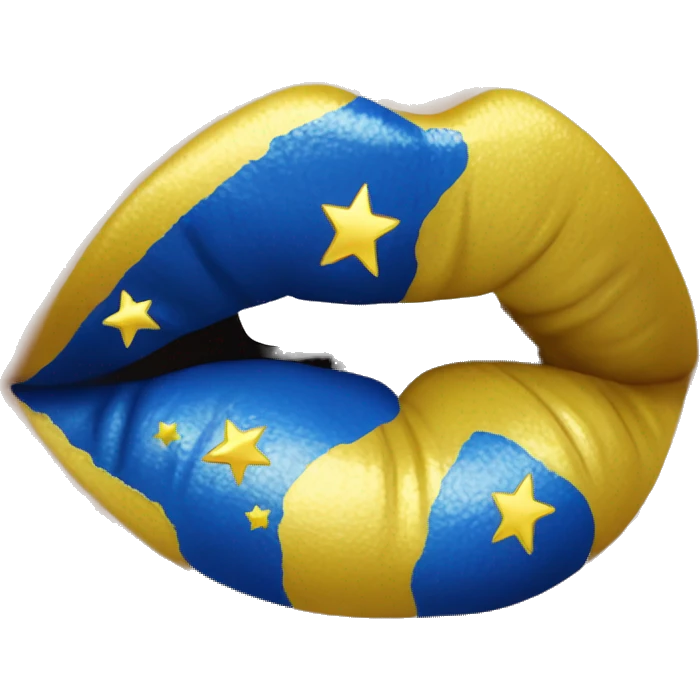 Blue lips with yellow highlights, theme stars, magical, kiss, 💋, just lips one pair of lips  emoji