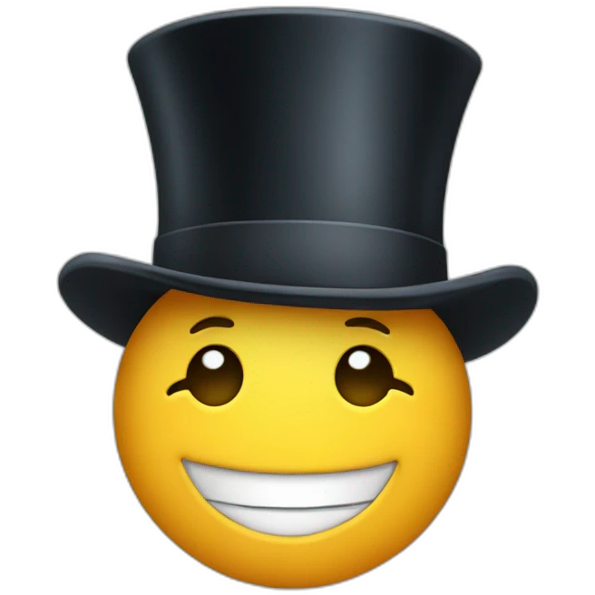 top hat smiling emoji