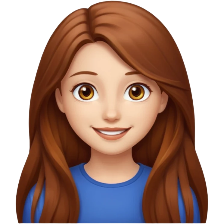 create a girl with chestnut colored long hair, hazel eyes and beautiful smile emoji