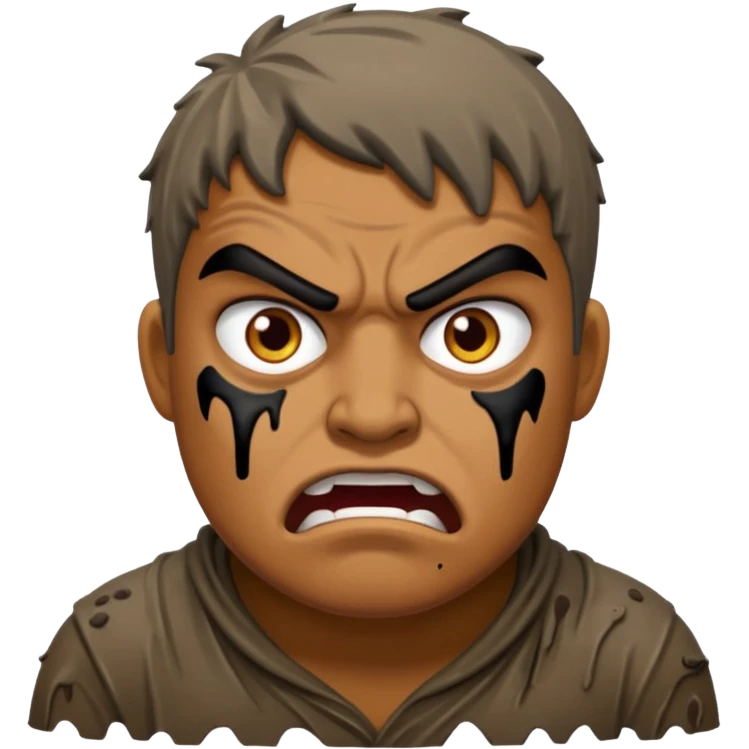 Rahjeed covered in dirty chunky mud angry emoji
