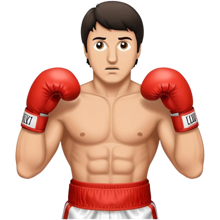 Boxing fighter Rocky Balboa with boxing gloves in fighting stance emoji
