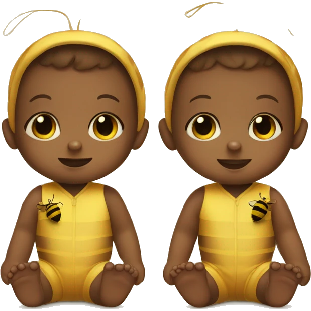 Twin babies dressed in teddy bear and bumble bee costumes emoji