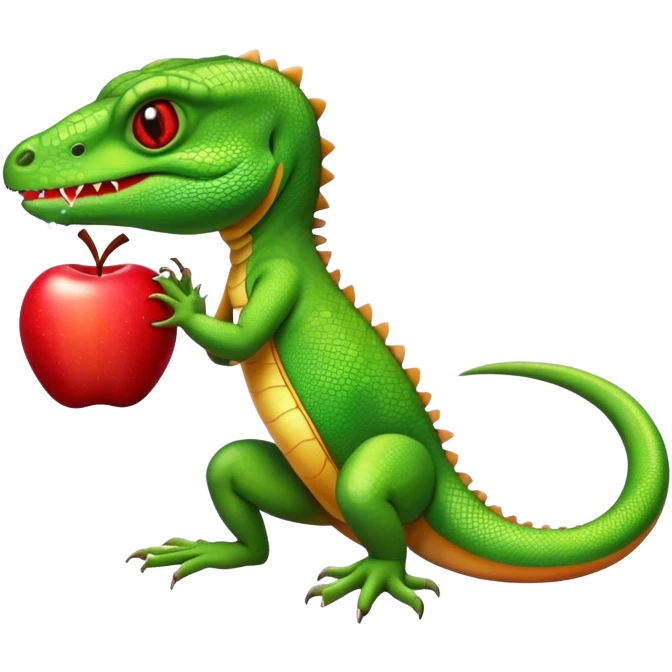 Lizard eating a apple emoji