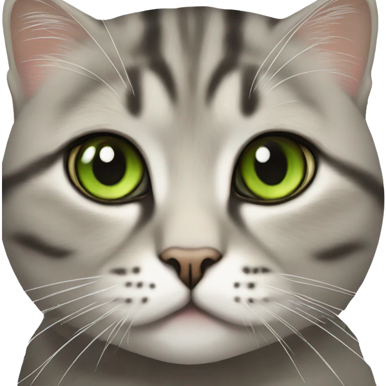 tabby scottish fold cat with green eyes emoji