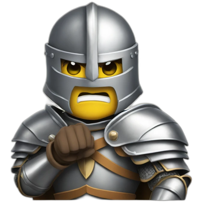 Angry knight pointing at the viewer saying "bonne visite" emoji