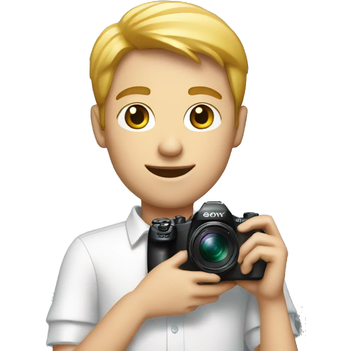 white boy rich iemoji holding a sony camera emoji