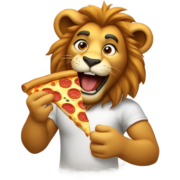 lion eating pizza emoji