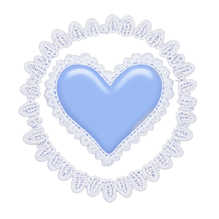 Perewinkle heart with white lace border emoji