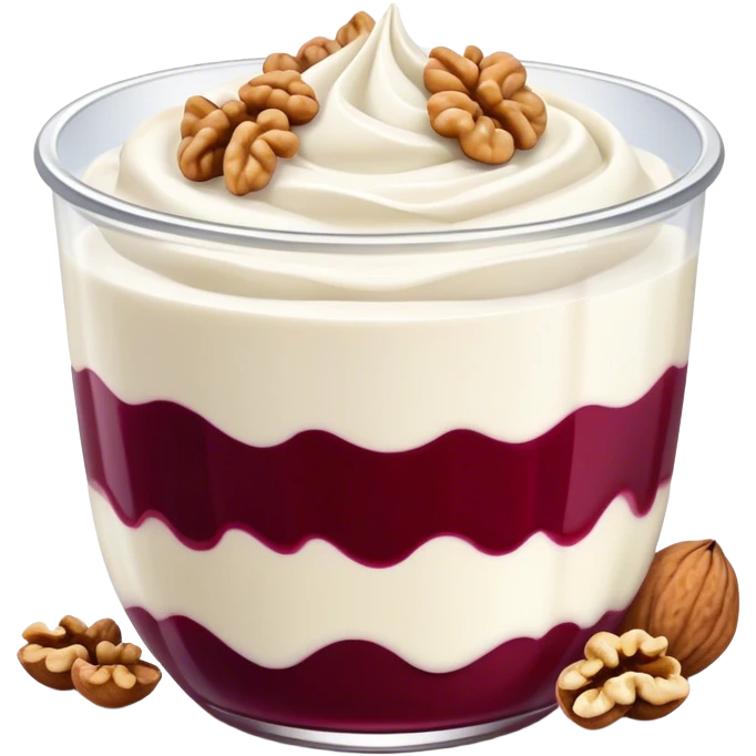 Skyr with berries sauce and peeled walnuts emoji