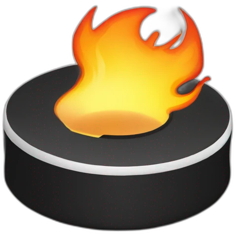 hockey puck in fire emoji