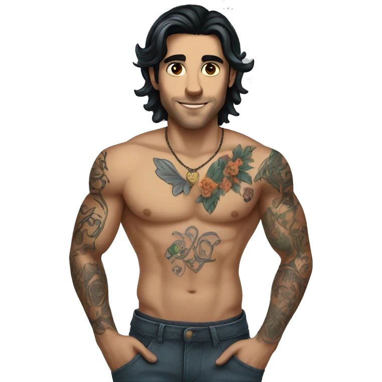 Hot fairy guy with dark hair and tattoos emoji