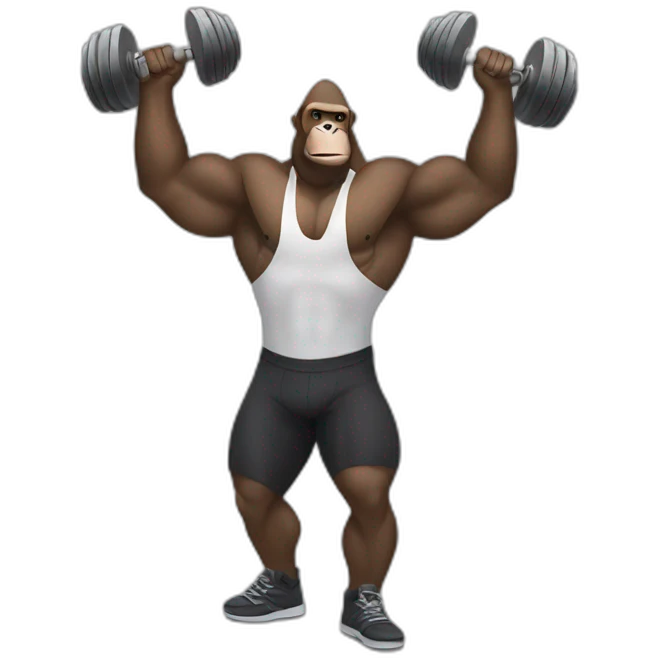 Gorilla lifting weights with Dwayne the rock Johnson emoji
