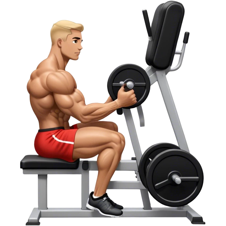 side-view bodybuilder seated weighted calf-raise machine emoji