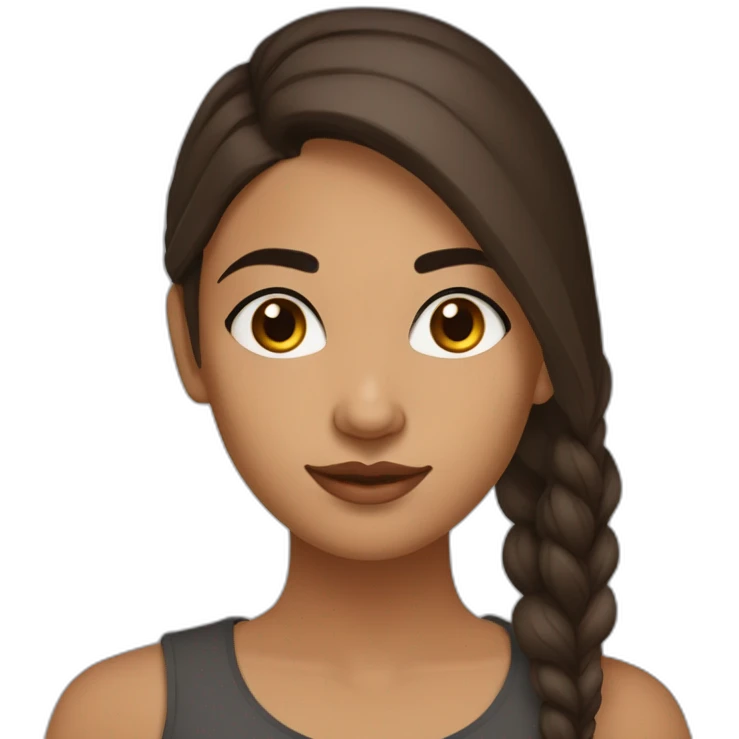 Indian young lady with oval face big brown eyes straight medium sized nose full lips widows peak long brown hair long eyelashes slightly angled eyebrows emoji