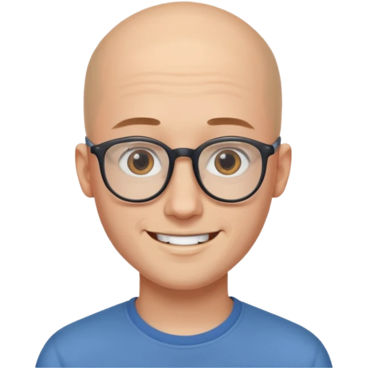 он лысый должен быть очень молодой парень лет 18 , очень тонкие очки, а так же борода нужно прямо еще моложе

 emoji