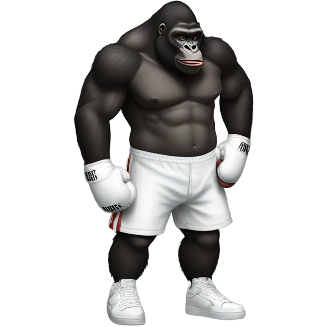 One Piece-style arched back gorilla with boxing gloves and white nike "air force one". emoji