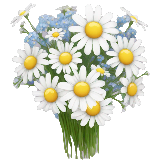 daisy and babies breath bouquet  emoji