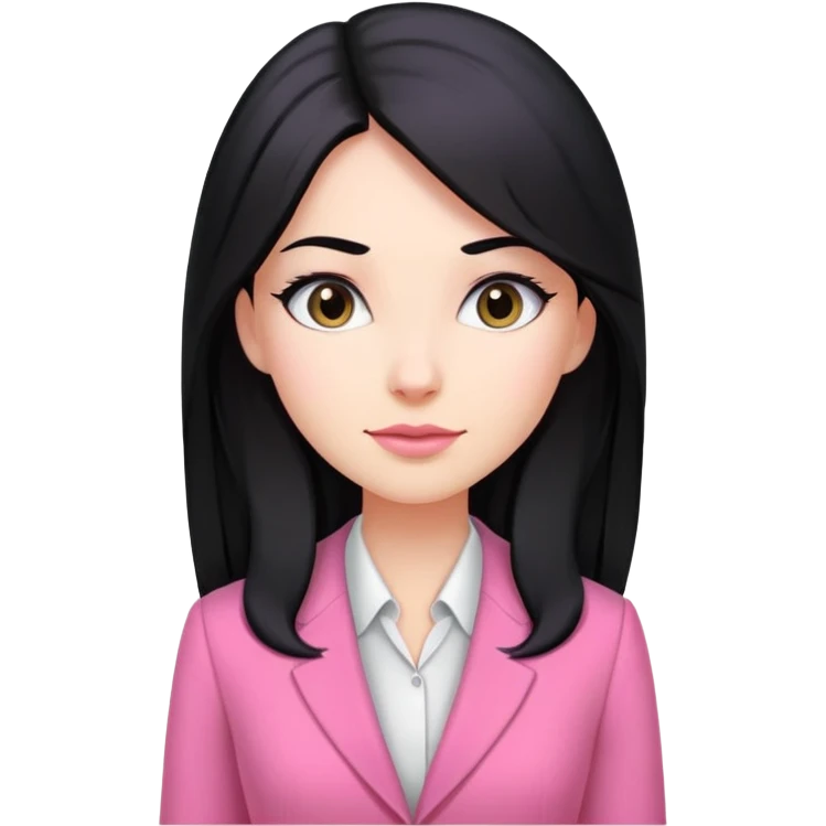 Business dress pink woman caucasian long black hair girl emoji