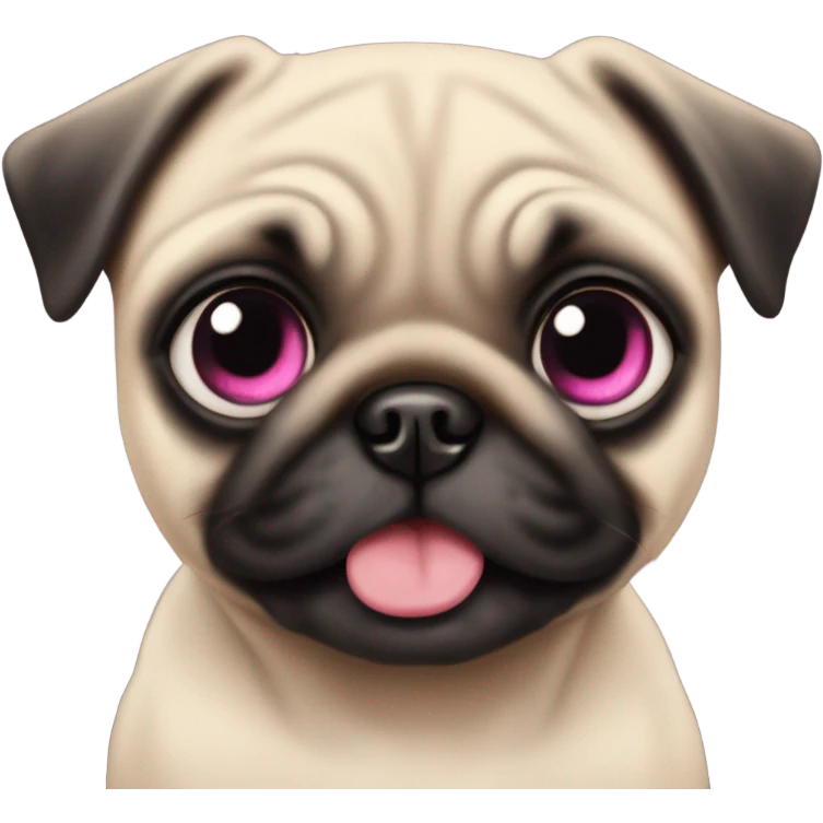 Baby pug with big pink
 eyes  emoji