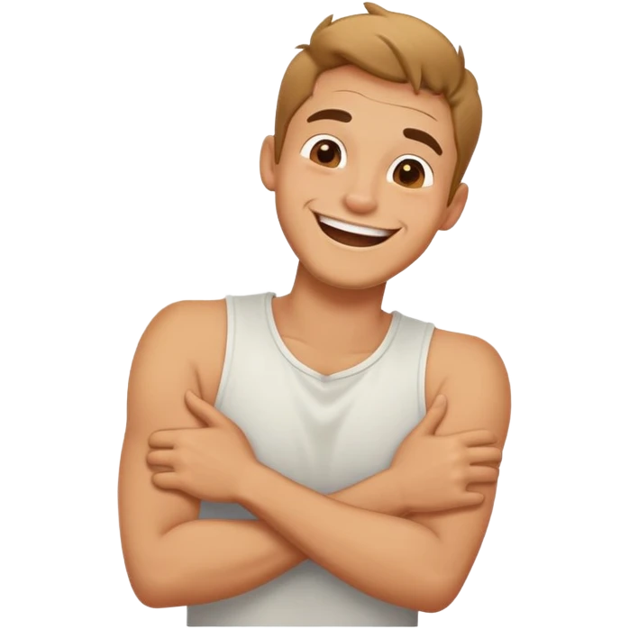 arms crossed holding neck laughing guy emoji