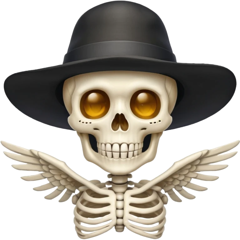 A skeleton with a flying hat emoji