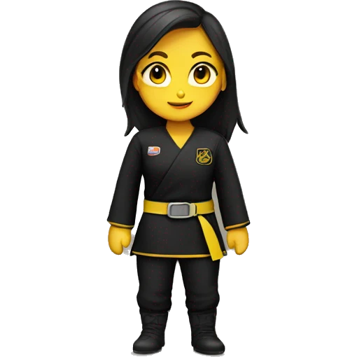 Girl with brown hair wear black gi and yellow belt emoji