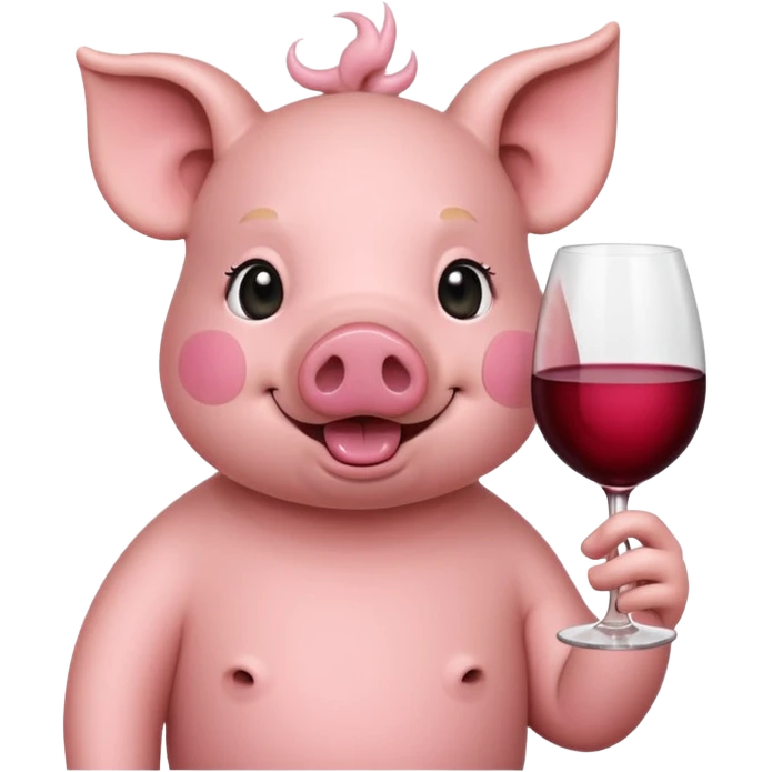 pig drinking wine emoji