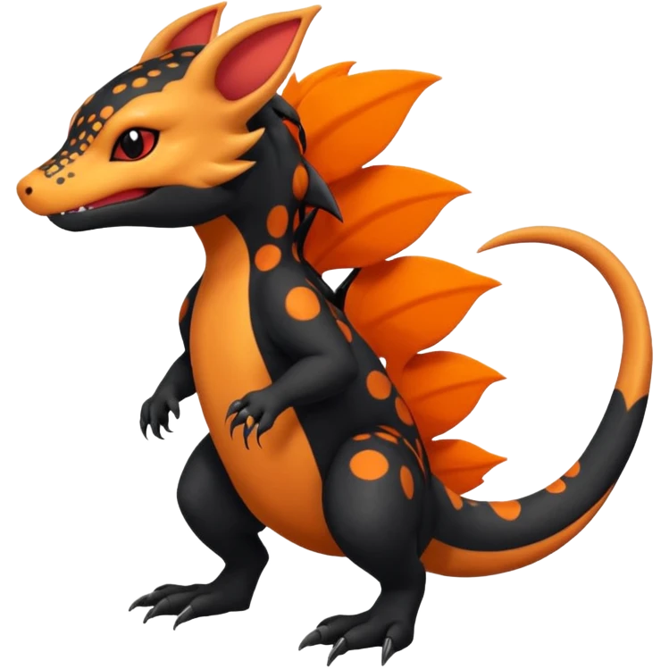 Magmatic furry spotted Salandit-Noibat-Litten-Hybrid (Full body) emoji