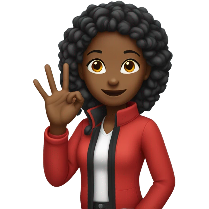Black girl wearing red with ok hand sign emoji