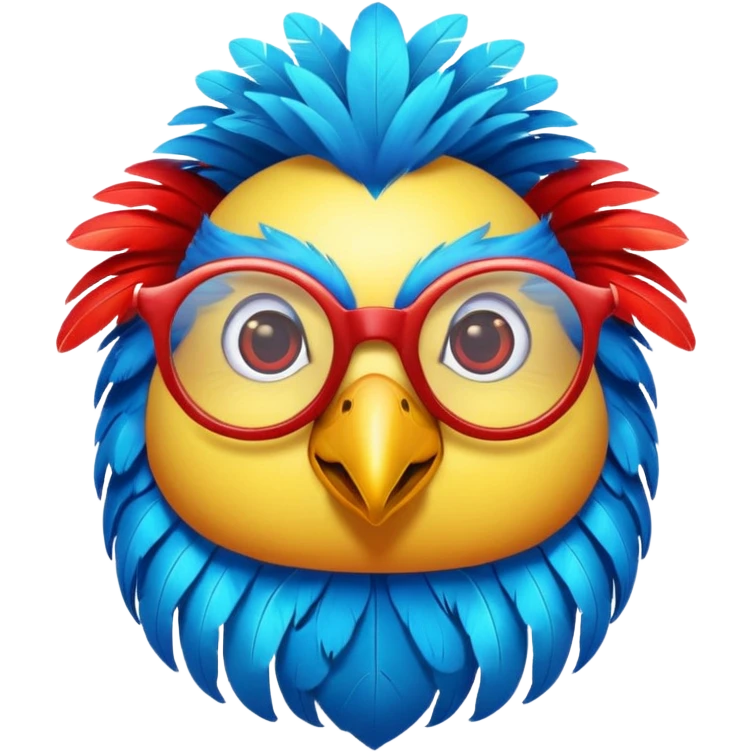 cool colorful bird with glassess emoji