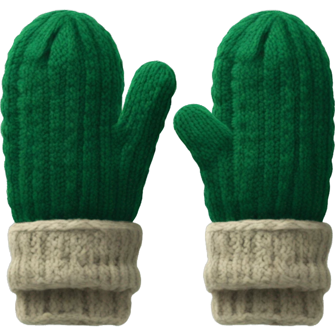 Realistic knitted dark green mitten giving a thumbs up emoji