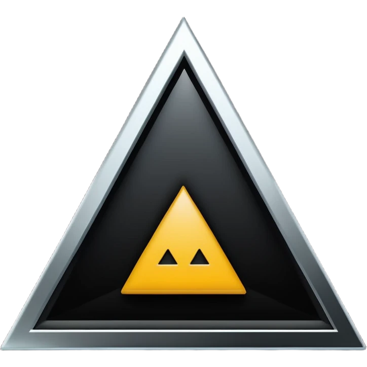 Minimalist, high-contrast emoji logo representing the Dark Triad personality traits. A clean black triangle as the main shape, inside three original symbolic icons:psychopaty, narcissim and machiavellianism .Smooth vector style,dark aesthetic, 4K. emoji