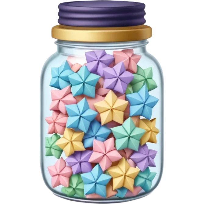 small jar overflowing with pastel origami lucky stars emoji
