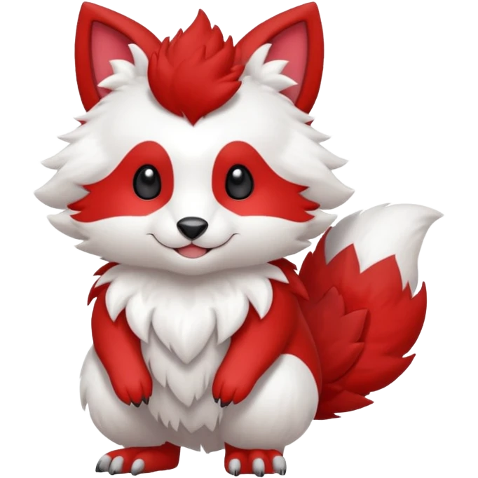 Cute cool white red animal hybrid Fakemon full body emoji