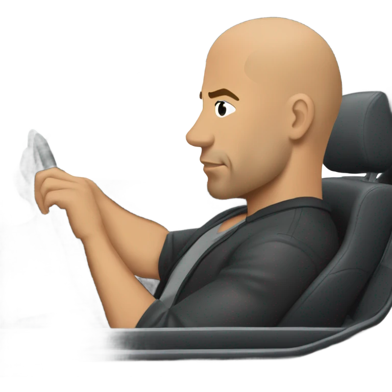 Vin Diesel in profile driving a car emoji