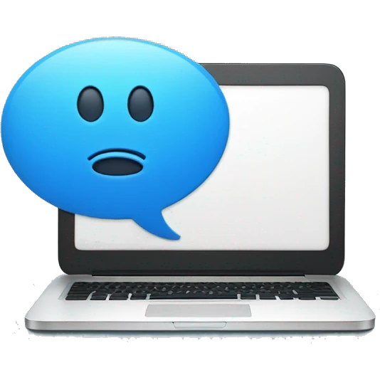 one blue Speech Balloon with laptop inside emoji