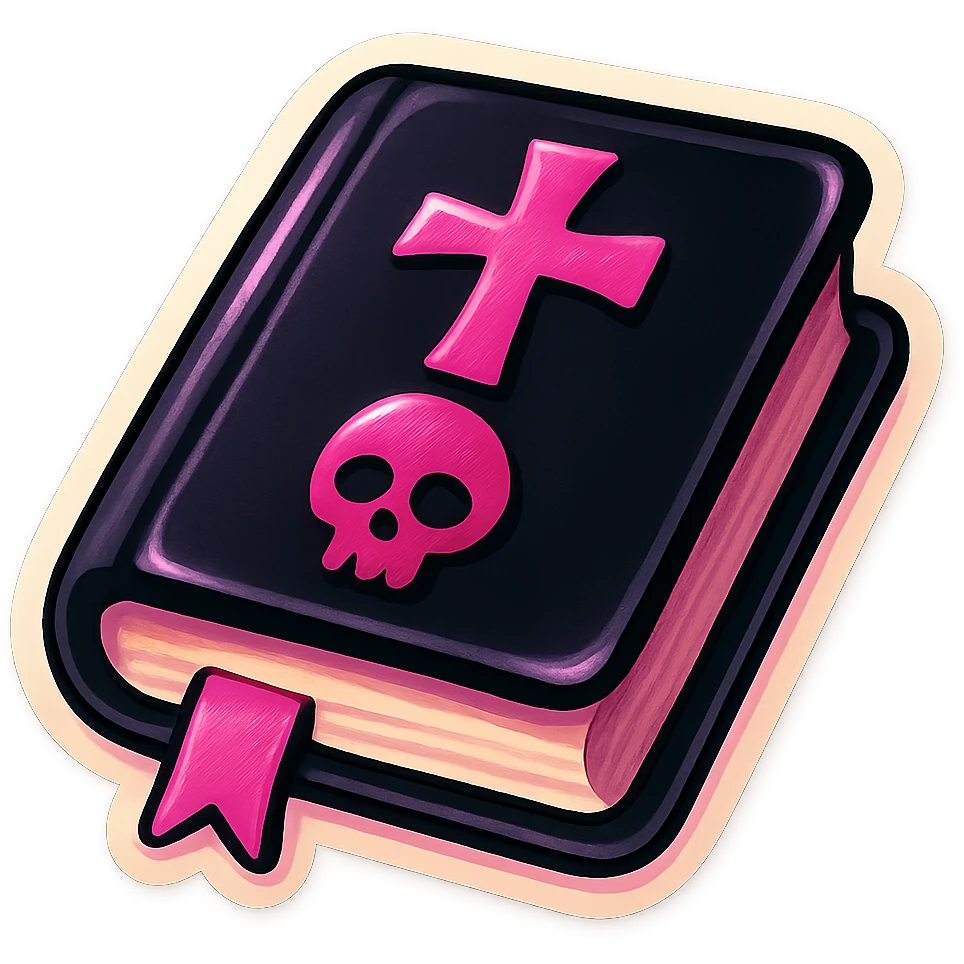 gothic book, black cover with pink accents emoji